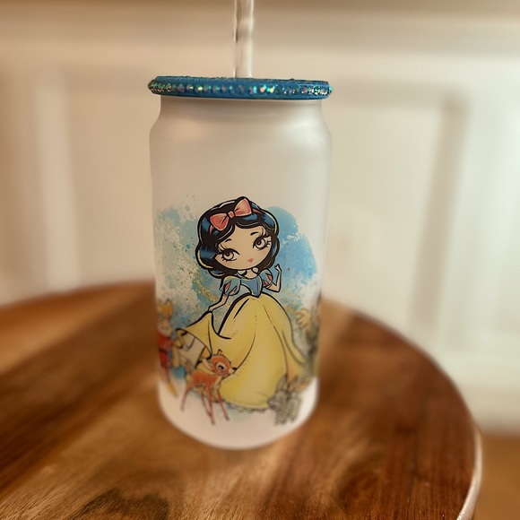 Snow White Glass Can - Picture 1 of 4